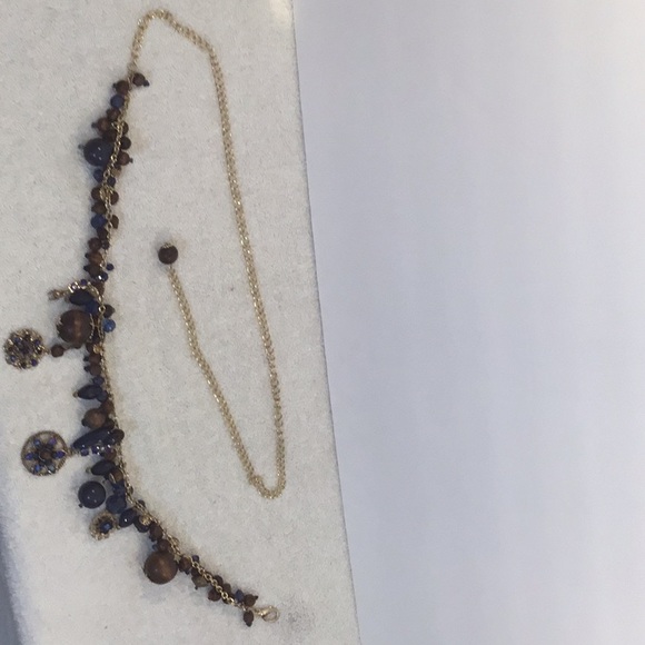 Wood & Crystal Necklace w/Long Gold Chain - Picture 5 of 5